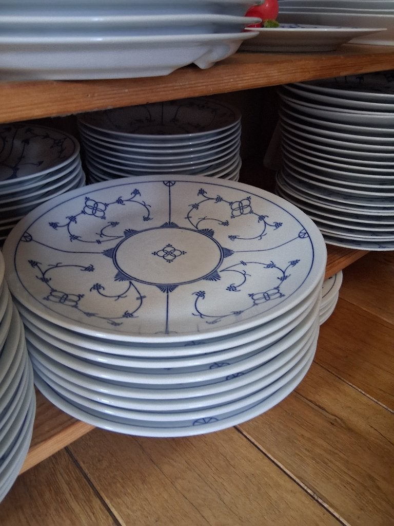 Saks blauw pannenkoekborden pizzaborden Gebakschaal Jager, Ophalen of Verzenden, Gebruikt, Glas, Overige stijlen