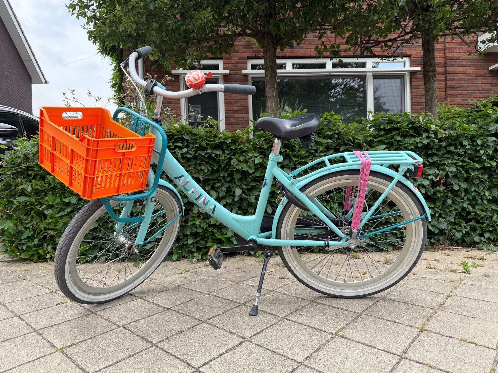 Leuke Alpina kinderfiets met krat, Fietsen en Brommers, Fietsen | Meisjes, Gebruikt, 20 inch, Handrem, Terugtraprem, Ophalen
