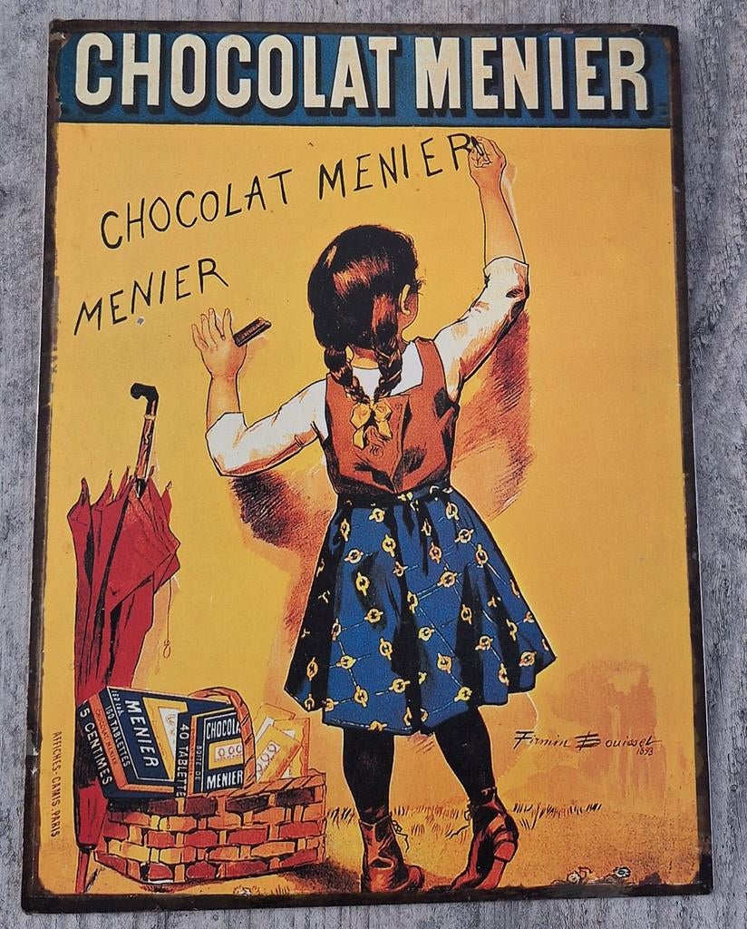 Vintage Chocolat Menier reclamebord - Klassieke reclame, Ophalen