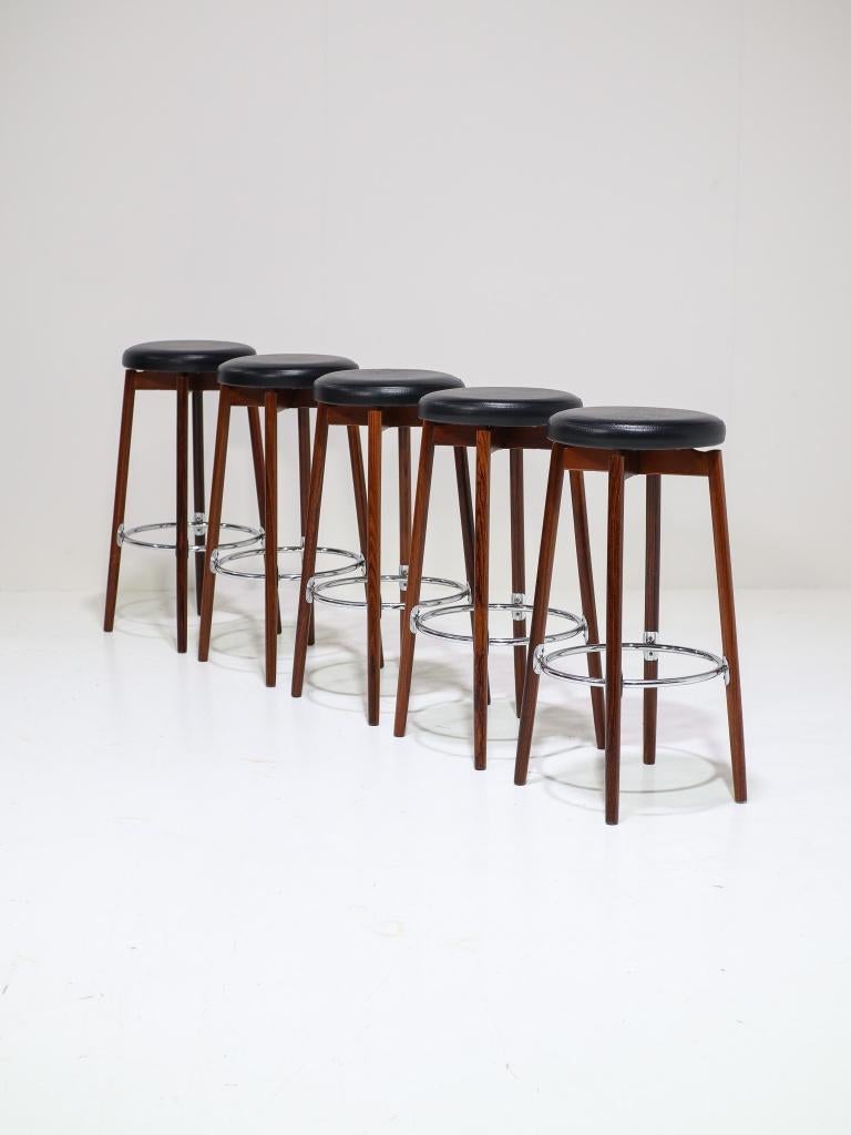 5x Barkrukken Hugo Frandsen Spøttrup palissander Deens 1960s, Huis en Inrichting, Barkrukken, Ophalen, 5 krukken of meer, -, -
