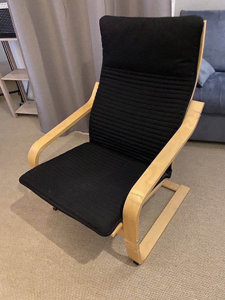 Ikea Poang Stoel, Gebruikt, Zwart, Ophalen of Verzenden, Eén