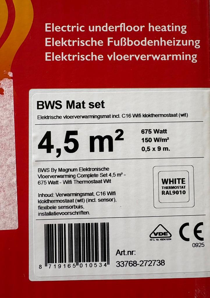 Vloerverwarming nieuw in doos 4,5 vierkante meter, Overige materialen, Zo goed als nieuw, 15 m² of meer, Ophalen