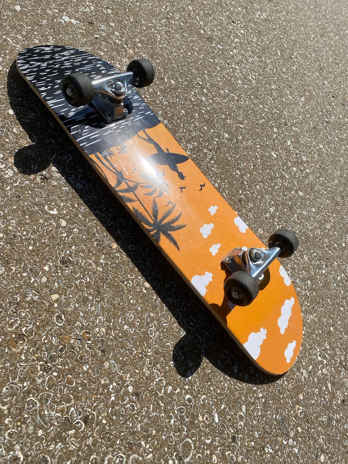 Skateboard met tropisch design - Zo goed als nieuw, Ophalen, Zo goed als nieuw, Skateboard
