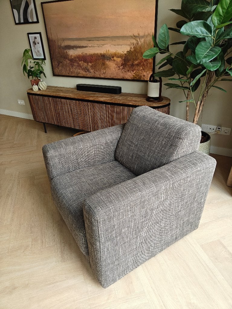 Fauteuil grijze, Huis en Inrichting, Fauteuils, Ophalen, Gebruikt, 75 tot 100 cm, 75 tot 100 cm