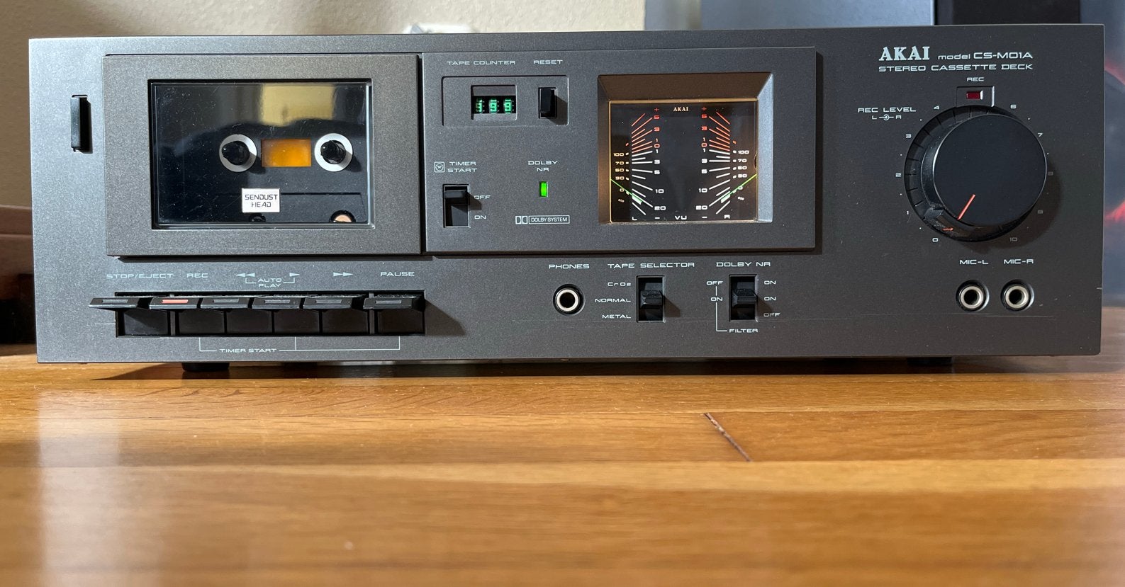 Akai CS-M01A Stereo Cassette Deck - Vintage Tapedeck, Ophalen of Verzenden, Enkel, Akai, Tiptoetsen