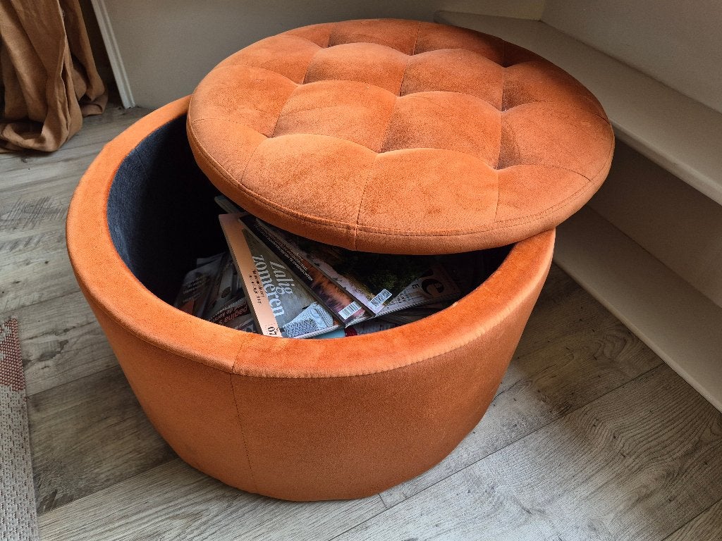 poef / opbergruimte, Ophalen, Rond, Minder dan 50 cm, Zo goed als nieuw