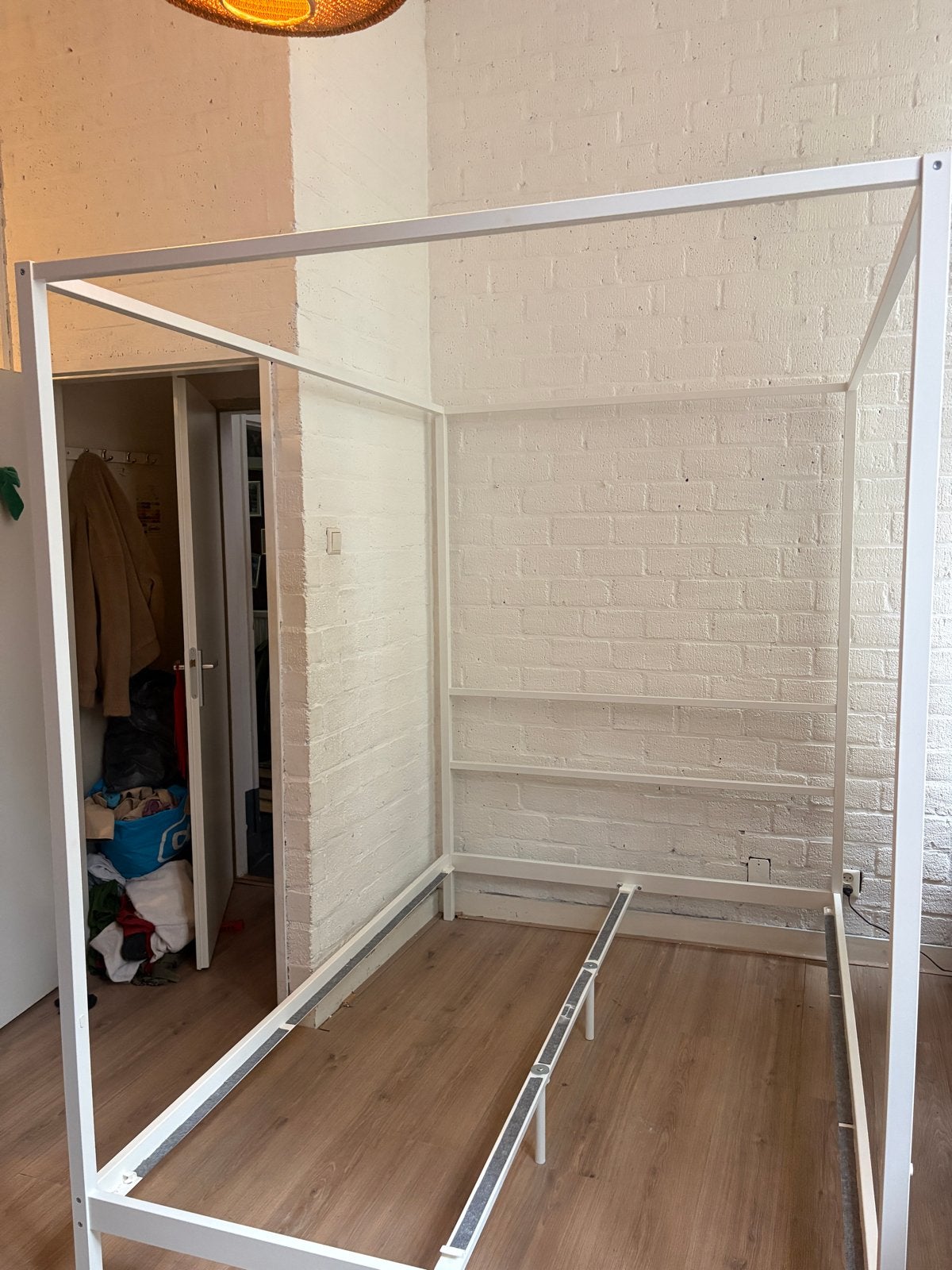 Hemnes hemelbed bedframe wit 140x200, Huis en Inrichting, Ophalen, Wit, Tweepersoons, 140 cm