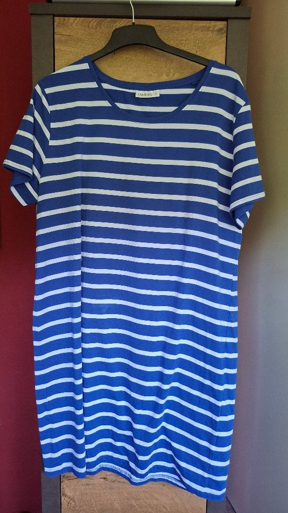 Dames jurk - maat XL  - blauw, wit  - gestreept, Kleding | Dames, Meerkleurig, Maat 46/48 (XL) of groter, Ophalen of Verzenden