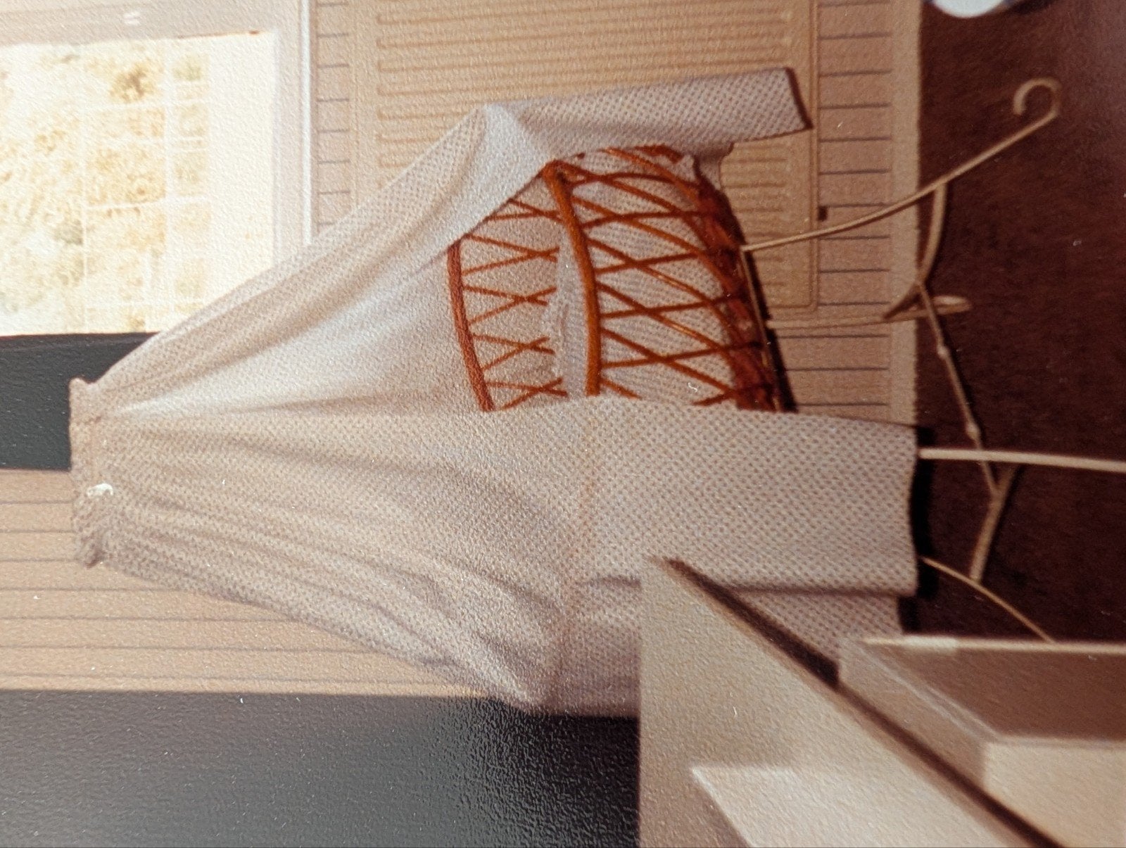 Vintage Wiegje met Stoffen Bekleding, Huis en Inrichting, Ophalen, Gebruikt, Eenpersoons, Beige