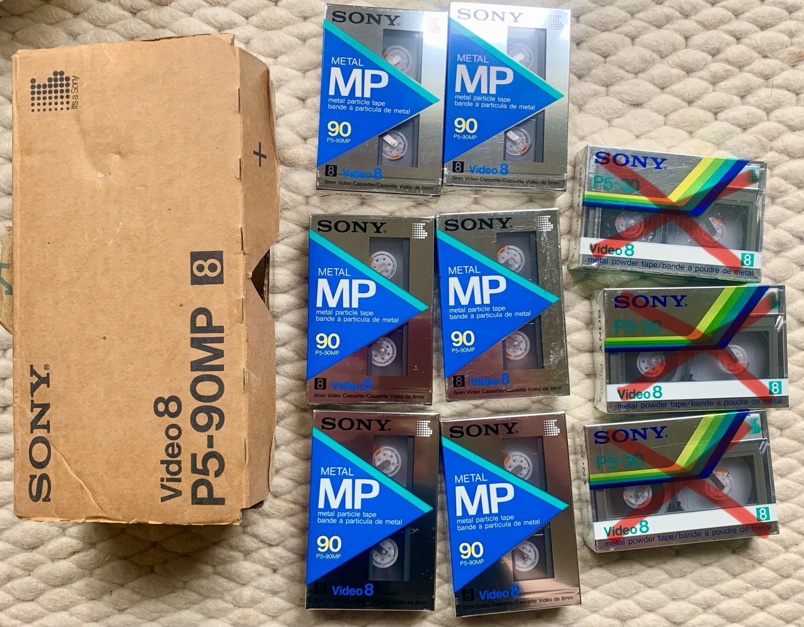 6x NOS Sony Video 8 P5-90MP 8mm videobandjes cassettes tapes, 8mm, (Video)band, Ophalen of Verzenden, Sony
