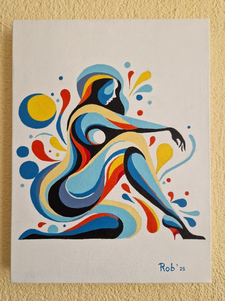 mooie dame zelf geschilderd op doek met acryl, Ophalen