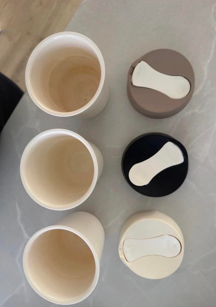 Set van 3 RETULP Herbruikbare Koffiebekers - Diverse Kleuren, Ophalen of Verzenden, Gebruikt, Bruin