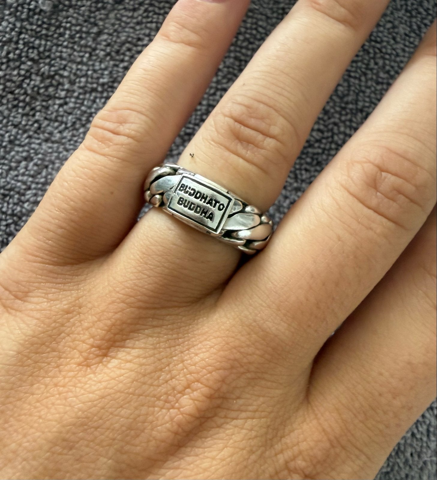 Buddhato Buddha ring zilver 925, Ophalen of Verzenden, Zo goed als nieuw, 17 tot 18, Dame of Heer