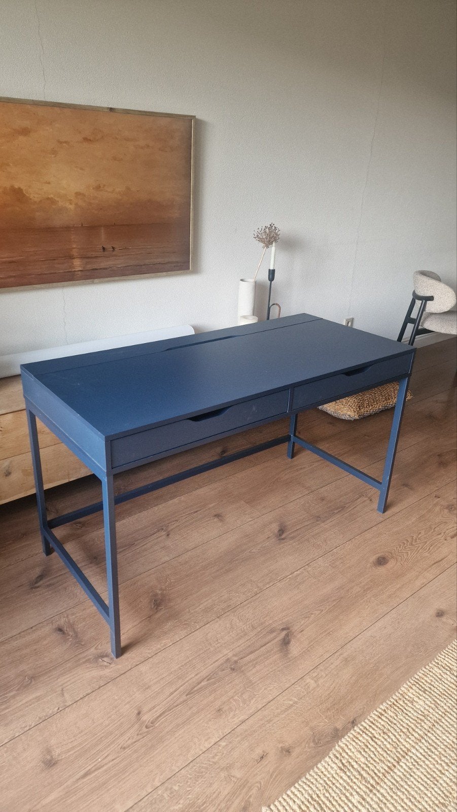 Super mooi Alex IKEA bureau blauw  132x58 cm, Ophalen, Zo goed als nieuw
