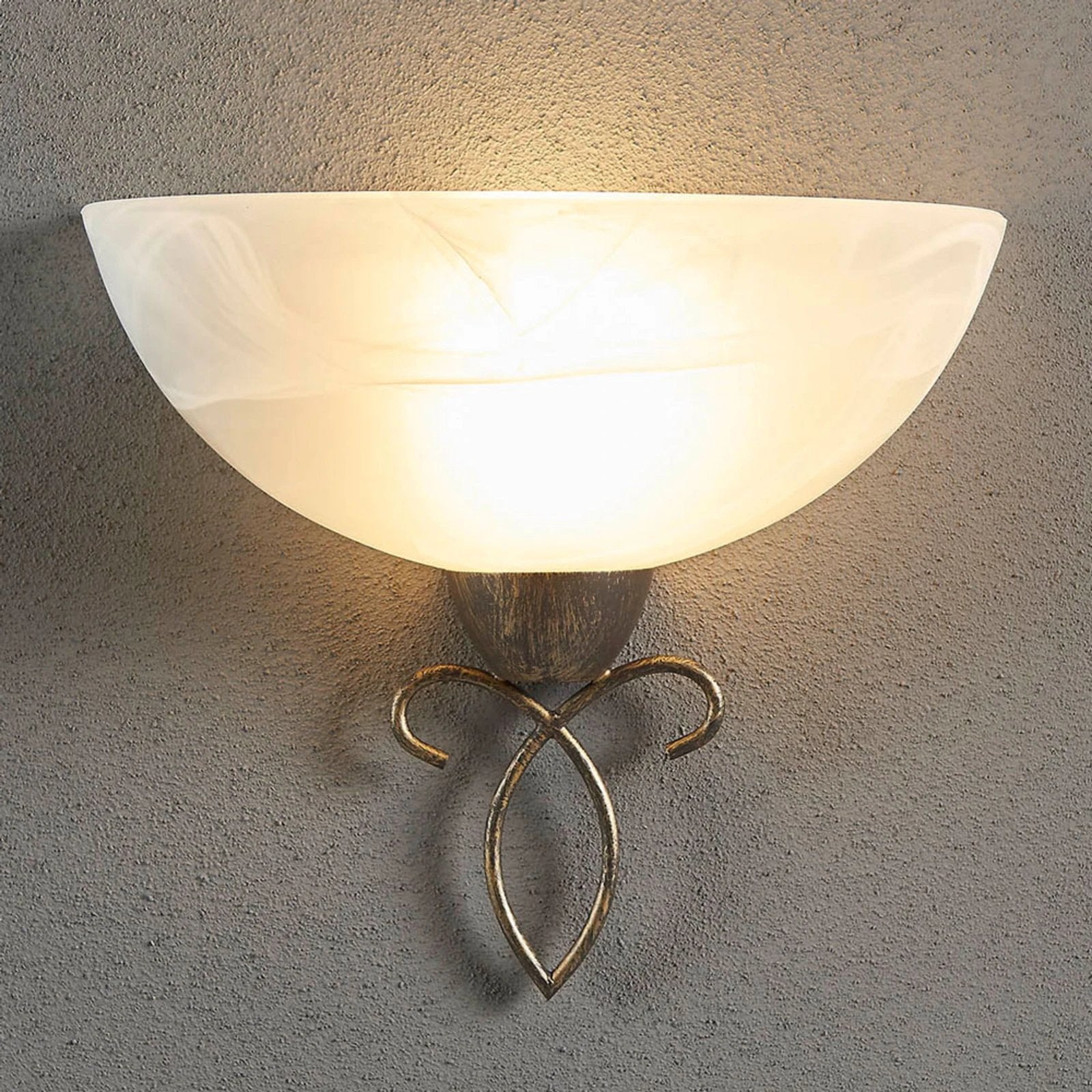 2 Elegante wandlamp met melkglas kap en metalen frame, Ophalen, Indirect licht, E27 (groot), Overige merken