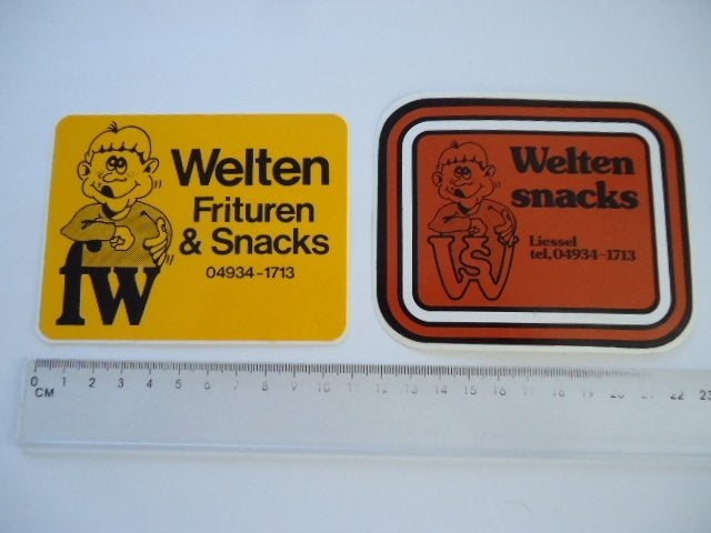 sticker oud WELTEN Liessel strip snacks retro deurne brabant, Verzenden, Zo goed als nieuw, Bedrijf of Vereniging