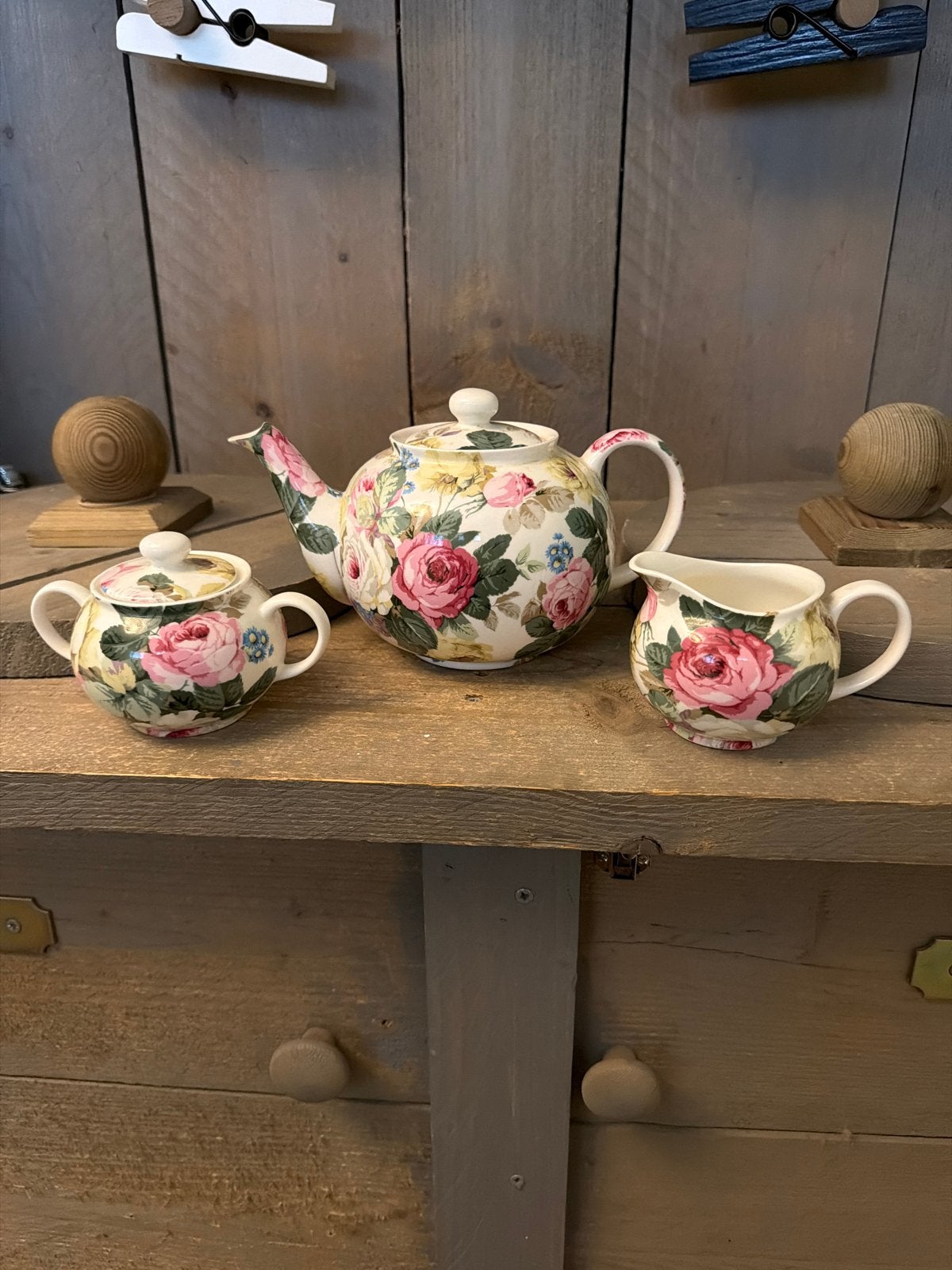 Vintage Sanderson Gallery Rambling Rose Servies Set, Antiek en Kunst, Ophalen of Verzenden