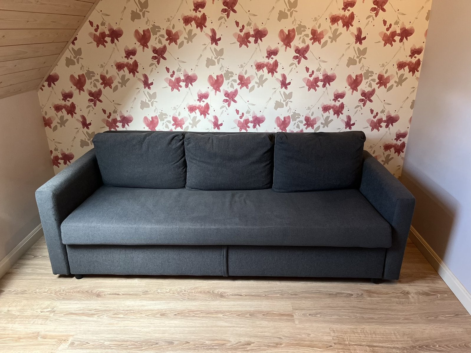 Slaapbank 3 zits grijs, Ophalen, Tweepersoons, Grijs, 220 cm