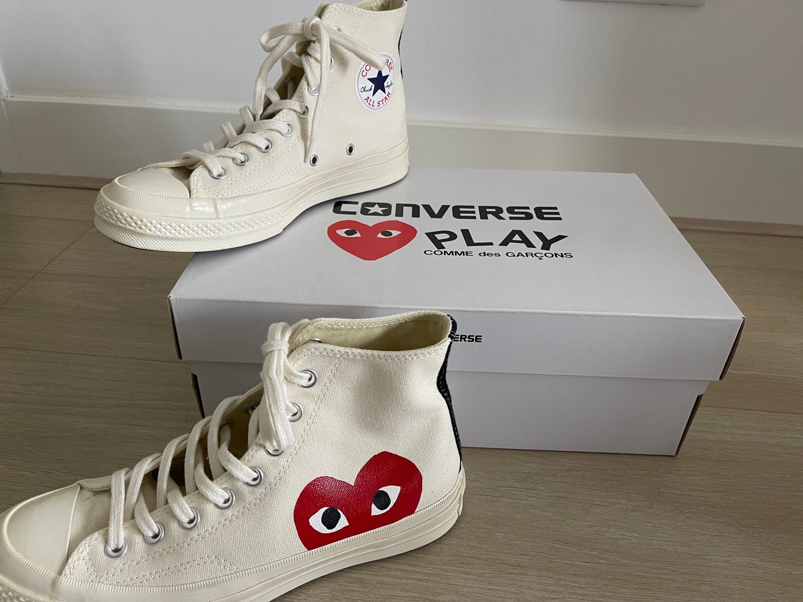 Converse x comme des garcons hoge all stars wit - Maat 40, Verzenden, Wit, Nieuw, Sneakers of Gympen