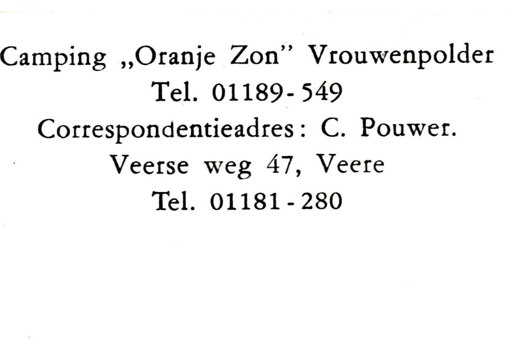 969345	Vrouwenpolder	Camping	Oranje Zon	Niet gelopen, Ophalen of Verzenden, 1960 tot 1980, Gelopen, Zeeland
