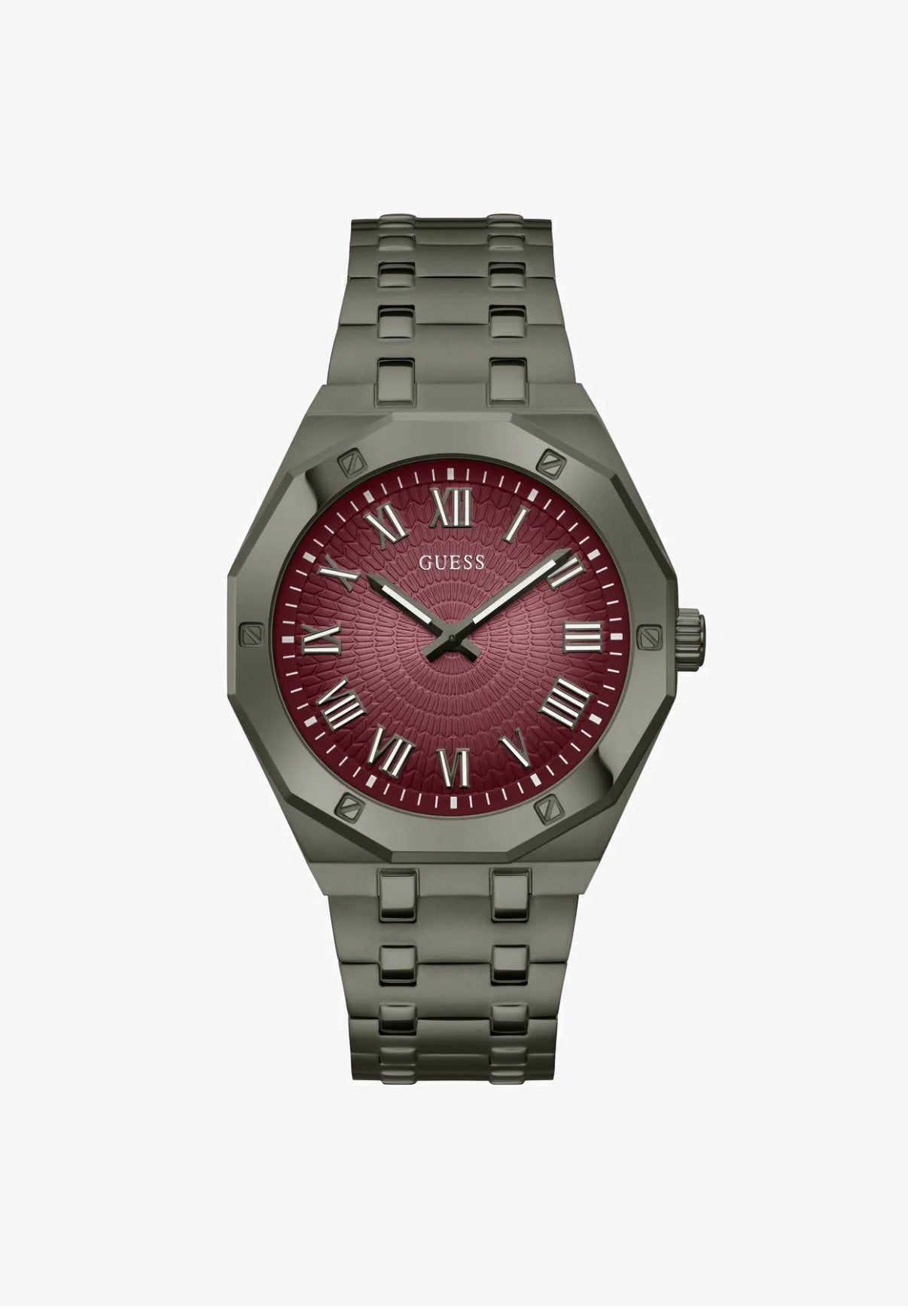 Stijlvol Guess Assit Gunmetal horloge - Nieuw!!, Overige merken, Leer, Staal, Polshorloge