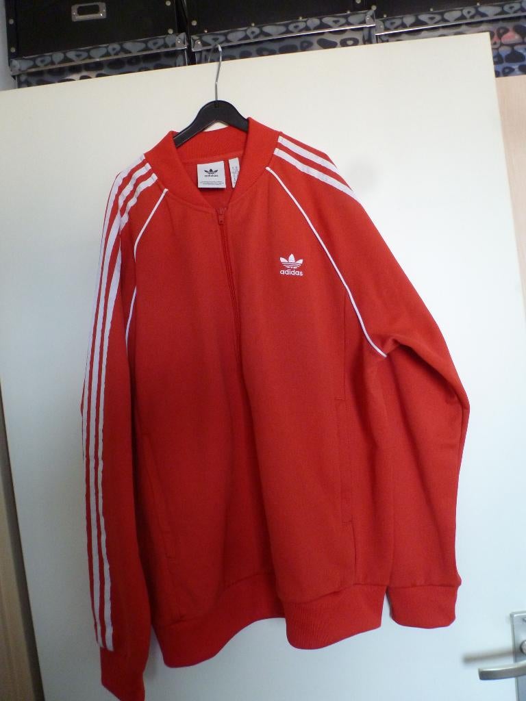 ADIDAS sport jack vest xl / 46  rood wit -GRATIS zend, Verzenden, Maat 46/48 (XL) of groter, Nieuw, Fitness of Aerobics