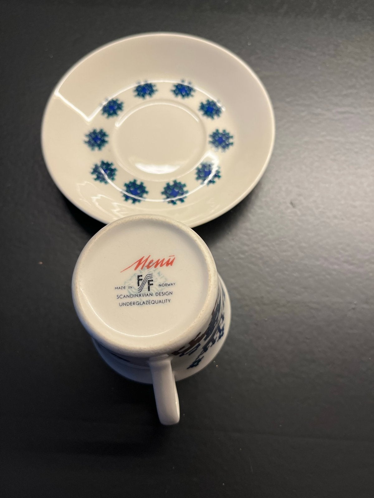 Vintage Figgjo Flint Menu theekop en schotel, Scandinavisch, Ophalen