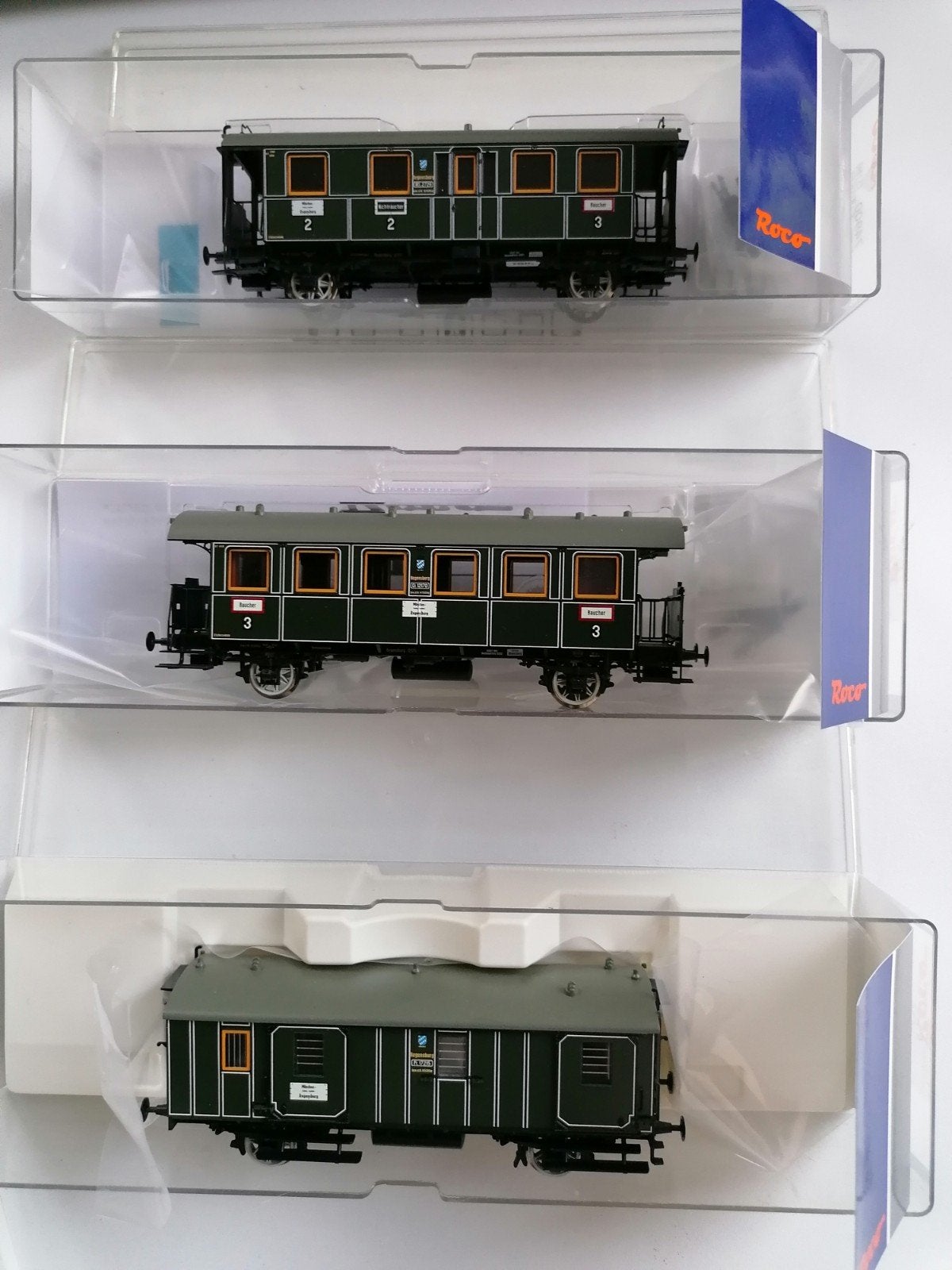 Roco H0. K. Bay. Sts. B. personenrijtuigen + bagagerijtuig., Gelijkstroom, Verzenden, Wagon, Zo goed als nieuw