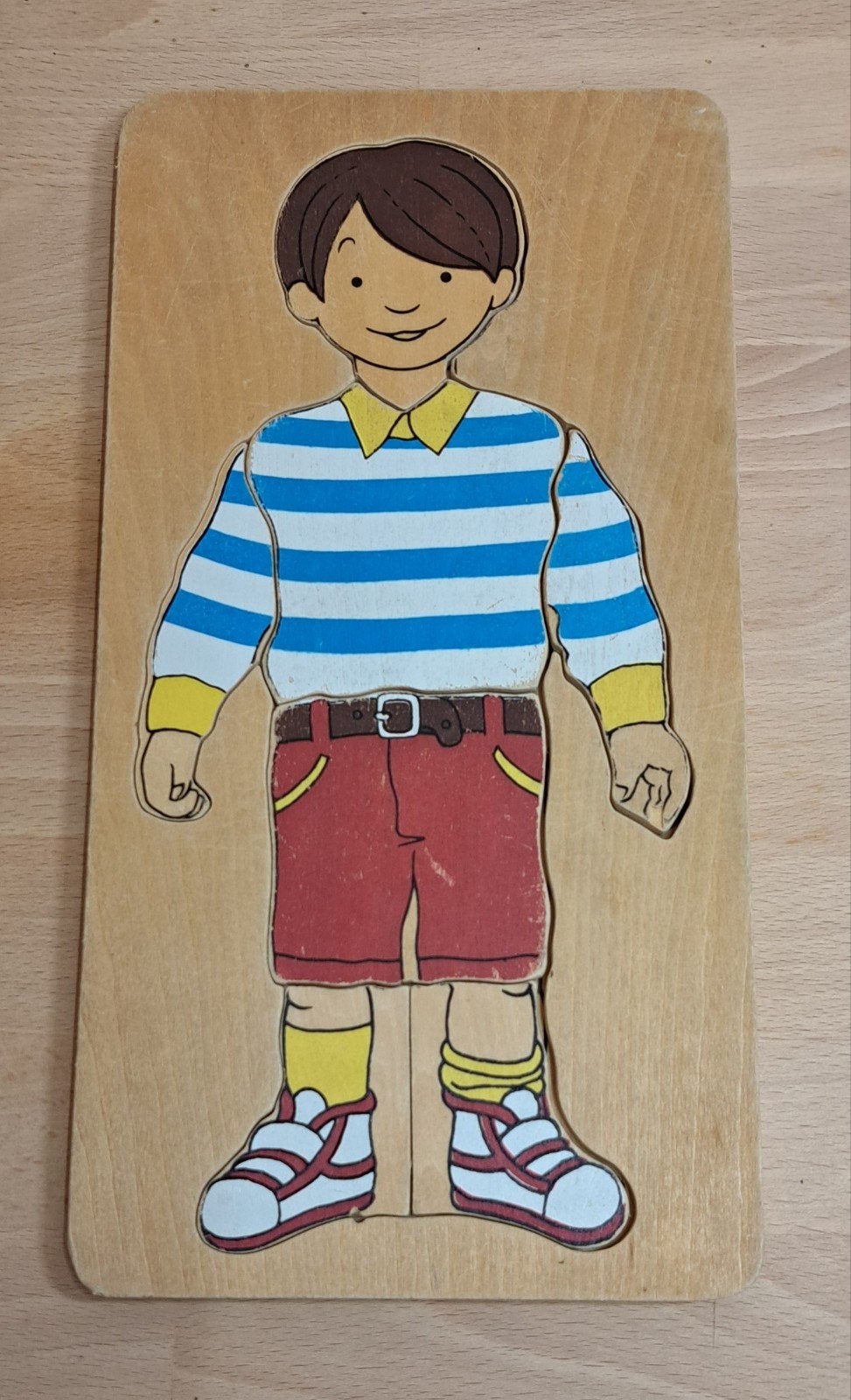 Houten puzzel - jongen, 2 tot 4 jaar, Gebruikt, Ophalen of Verzenden, Van hout