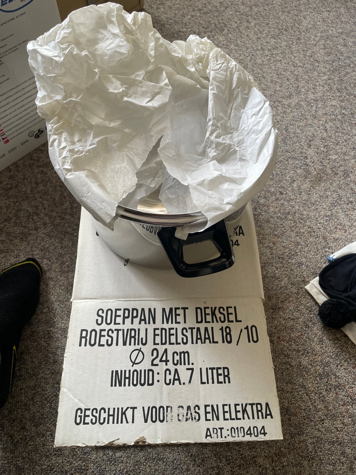 Roestvrijstalen soeppan met deksel - 7 liter, 24 cm, Met deksel, Nieuw, Ophalen of Verzenden, Rvs