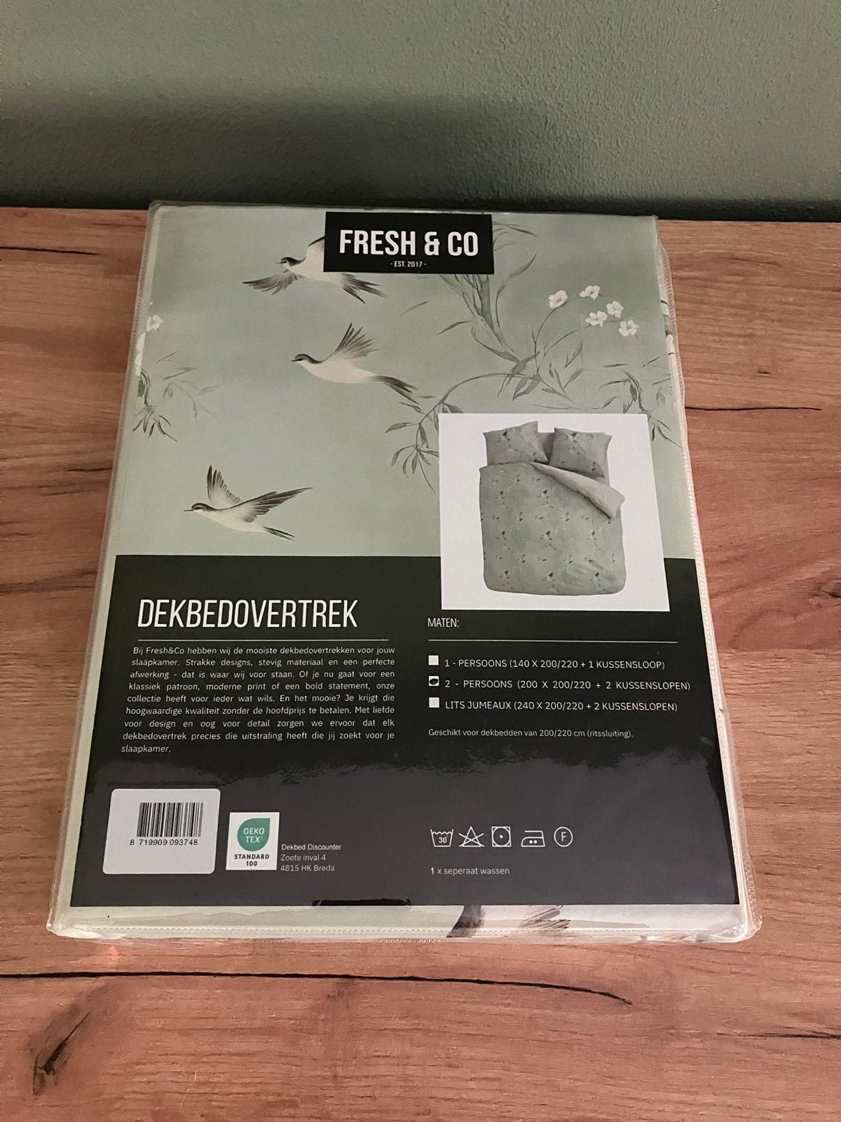 Fresh & Co Dekbedovertrek - Groen met vogels, Dekbedovertrek, Ophalen of Verzenden, Groen, Nieuw
