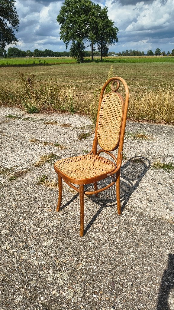 Antieke Thonet stoel met webbing zitting en rugleuning, Ophalen