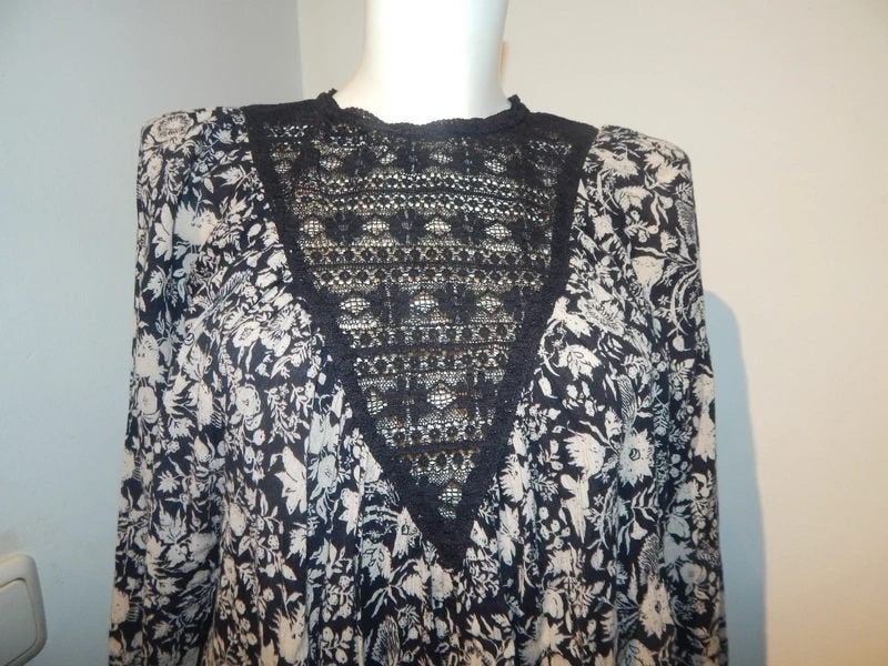 Antik Batik ibiza festival top voile kant delen print mt L, Maat 38/40 (M), Zo goed als nieuw, Lange mouw, Antik Batik
