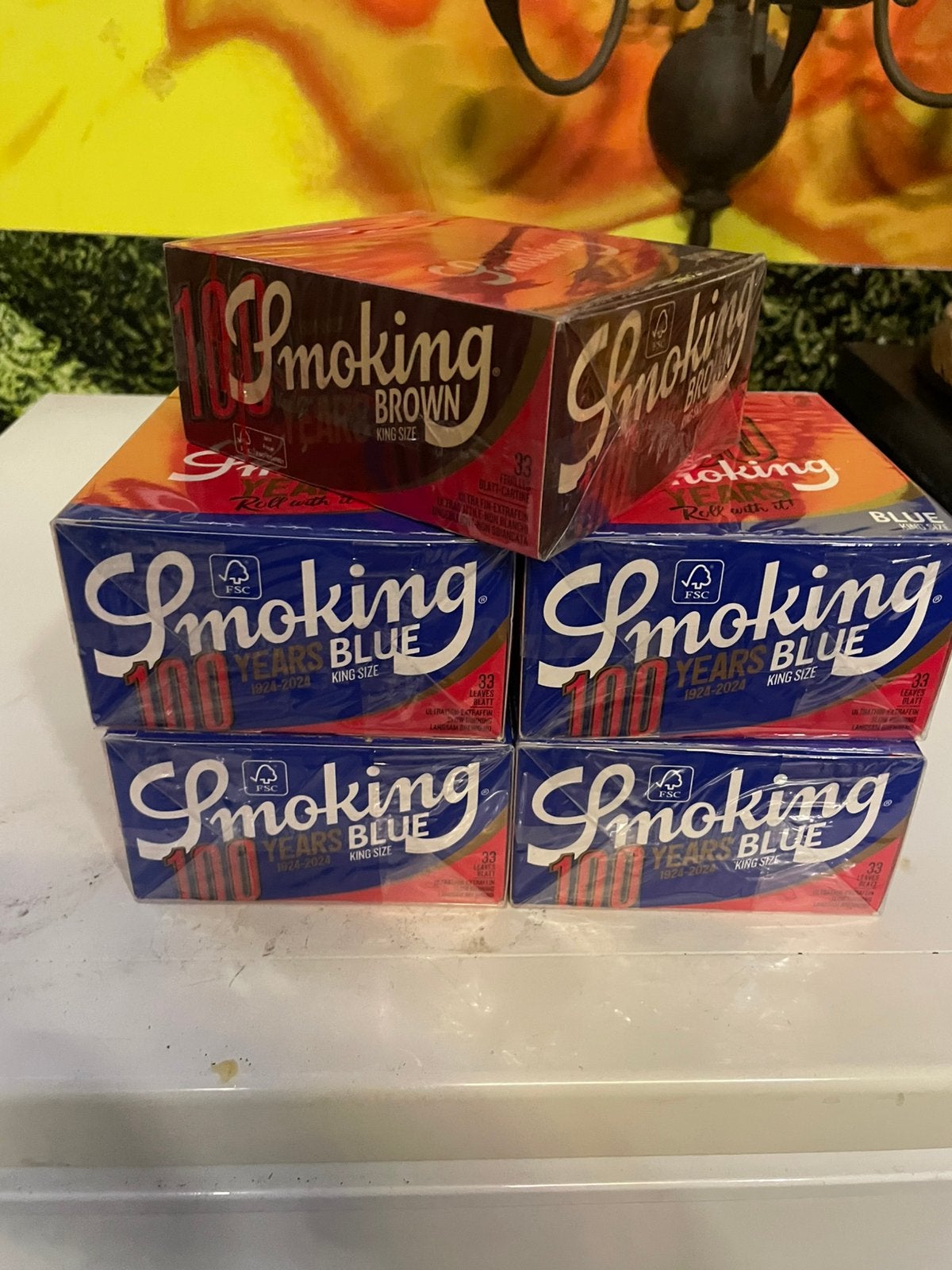 1x Smoking brown 4x smoking bleu mix partij lange vloei raw, Ophalen of Verzenden, Nieuw