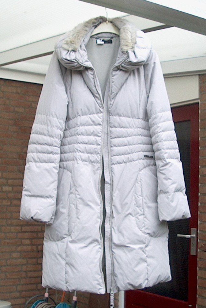 TwinSet Simona Barbieri 36/38 (kiezelkleur) lange DONS jas, Kleding | Dames, Ophalen, Twinset, Overige kleuren, Zo goed als nieuw
