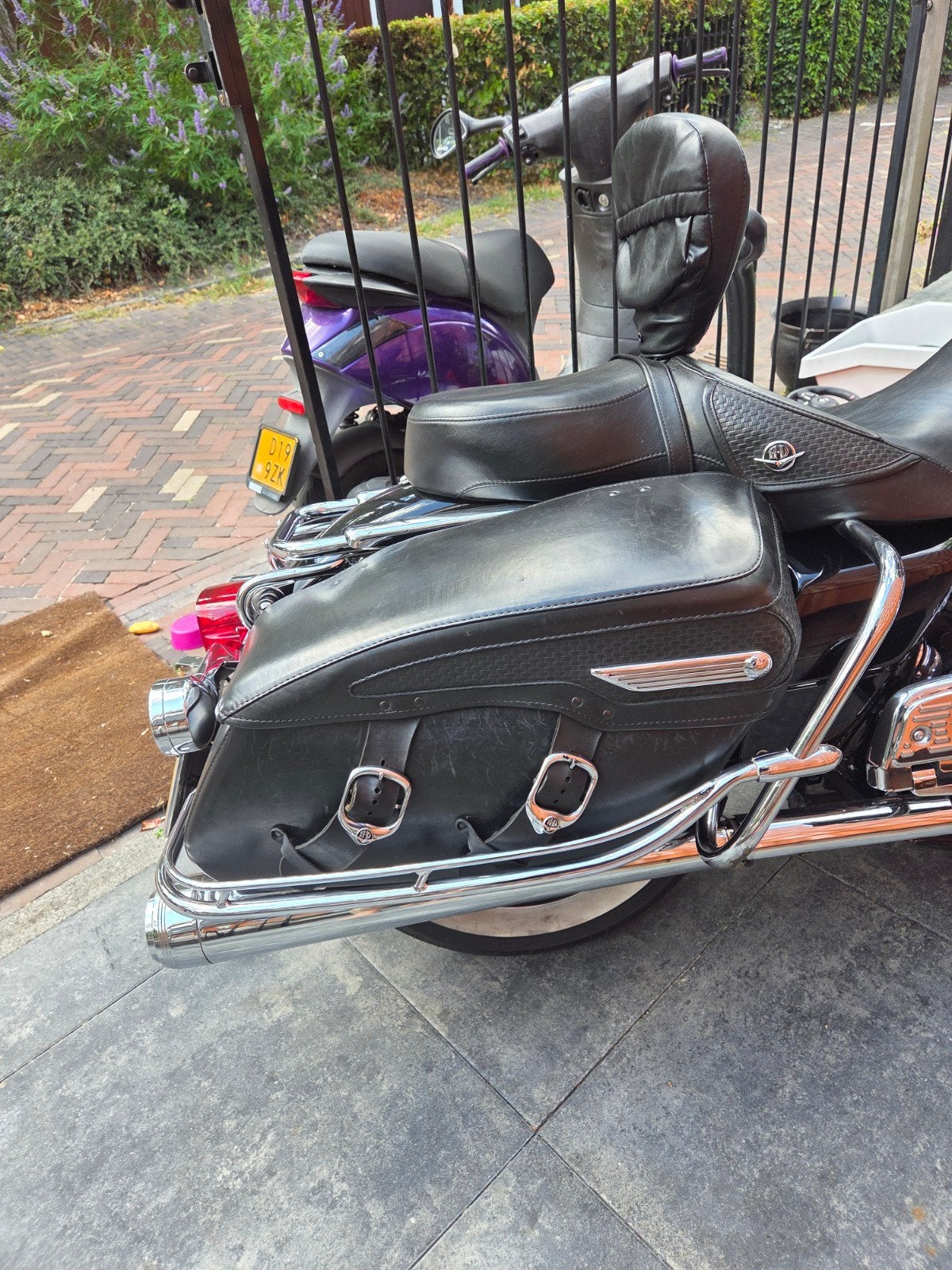 Harley Davidson Road King lederen kofferset en topkoffer, Motoren, Ophalen, Gebruikt