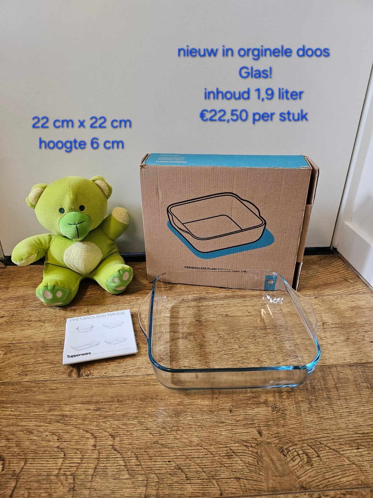 Tupperware nieuwe glazen ovenschaal Premiaglass vierkant, Schaal, Nieuw, Ophalen of Verzenden, 1900 ml