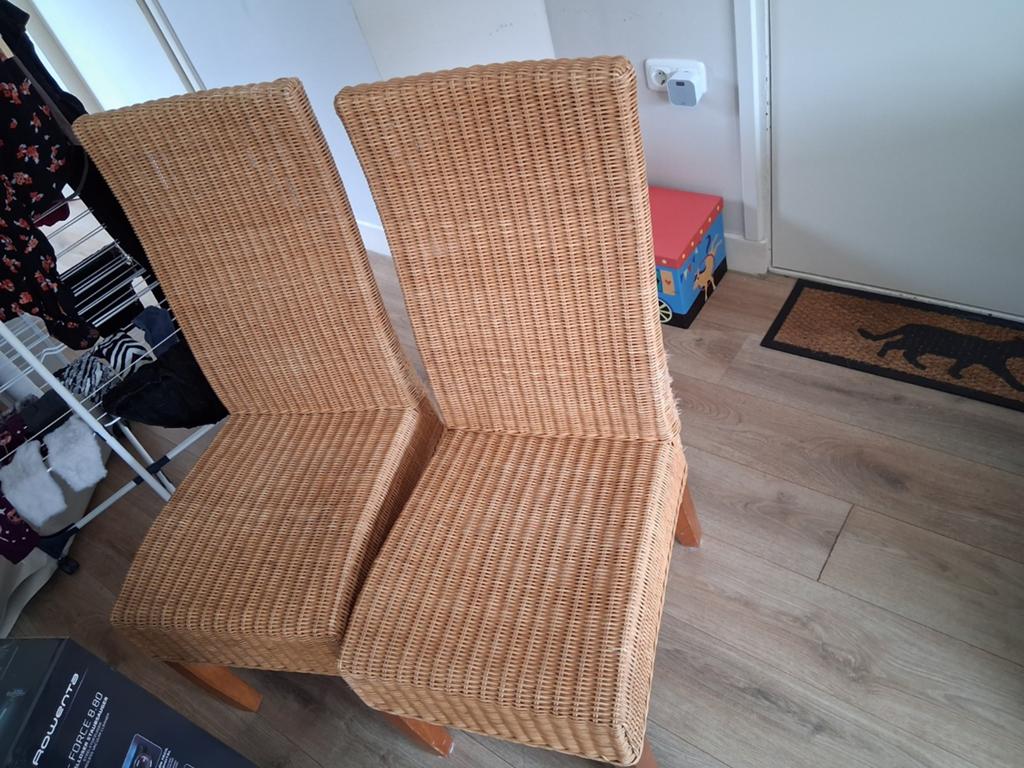 Set van 2 rotan stoelen, Huis en Inrichting, Stoelen, Ophalen, Gebruikt, Twee, Overige kleuren