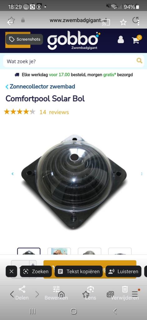 Comfortpool Solar Bol Zwembad Zonnecollector, Tuin en Terras, Zwembad-toebehoren, Ophalen of Verzenden, Nieuw, Verwarming