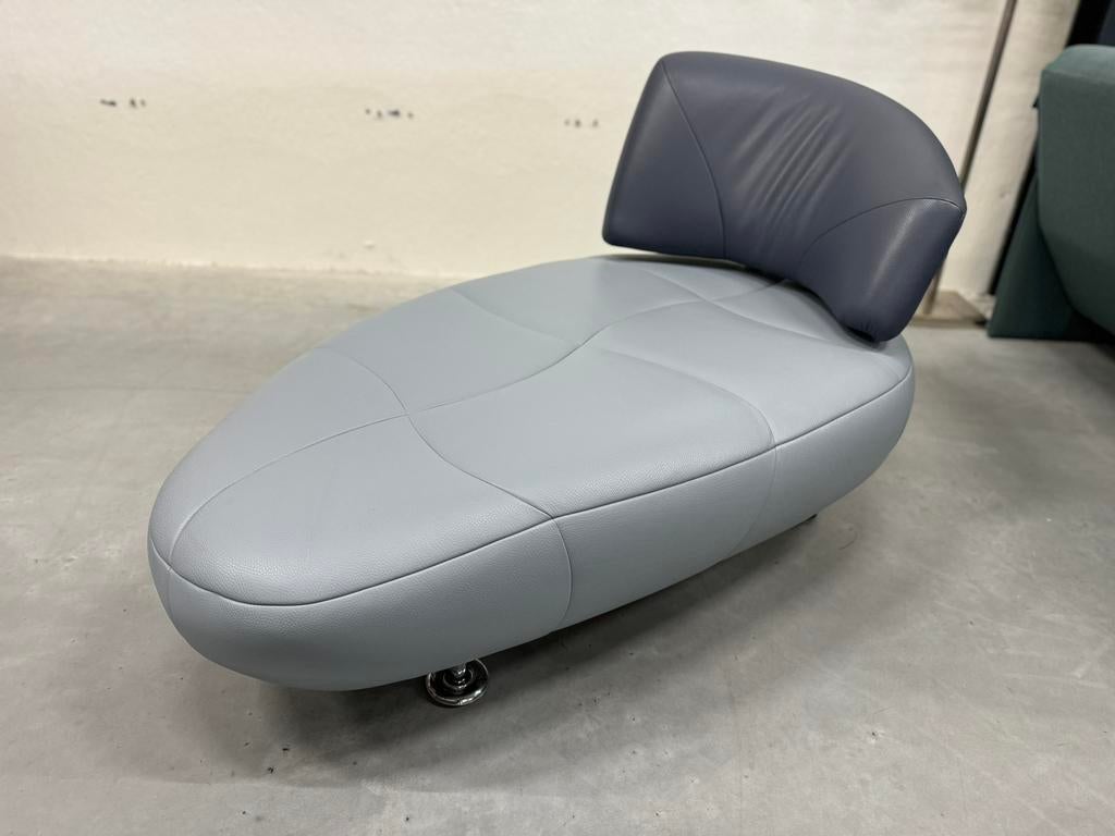Nieuw Leolux Kikko Chaise Longue Fauteuil blauw leer Stoel