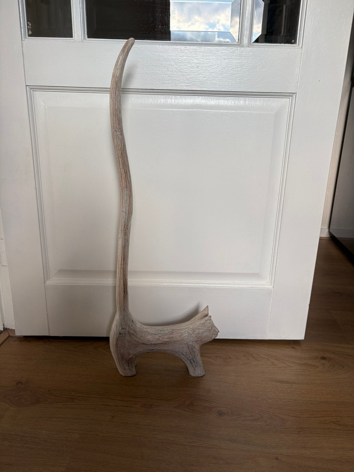 Houten Kat met Lange Staart toiletrol houder, Beige, Ophalen of Verzenden, Zo goed als nieuw, Vintage