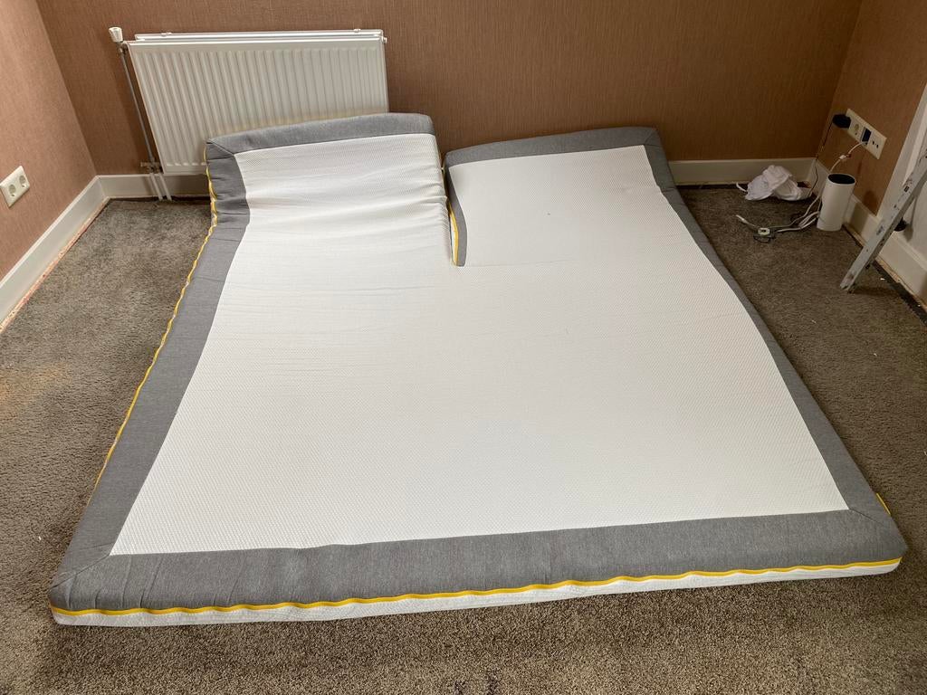 Te koop splittopper.      B. 180x.L 200 cm      B bright gel, Ophalen of Verzenden, Zo goed als nieuw, Tweepersoons, 180 cm