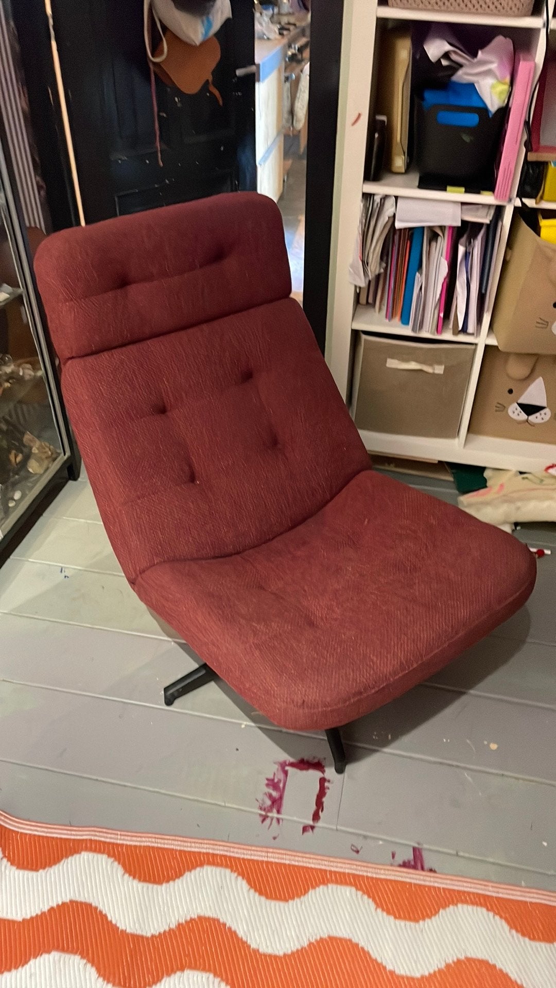 Prachtige rode draaistoel /loungestoel ikea havberg, Ophalen, Eenpersoons, 75 tot 100 cm, Zo goed als nieuw