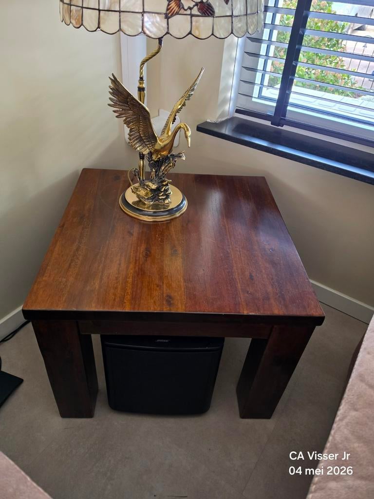 Mooie eiken bijzet Tafel., Huis en Inrichting, Tafels | Bijzettafels, Minder dan 55 cm, Vierkant, Zo goed als nieuw, Ophalen