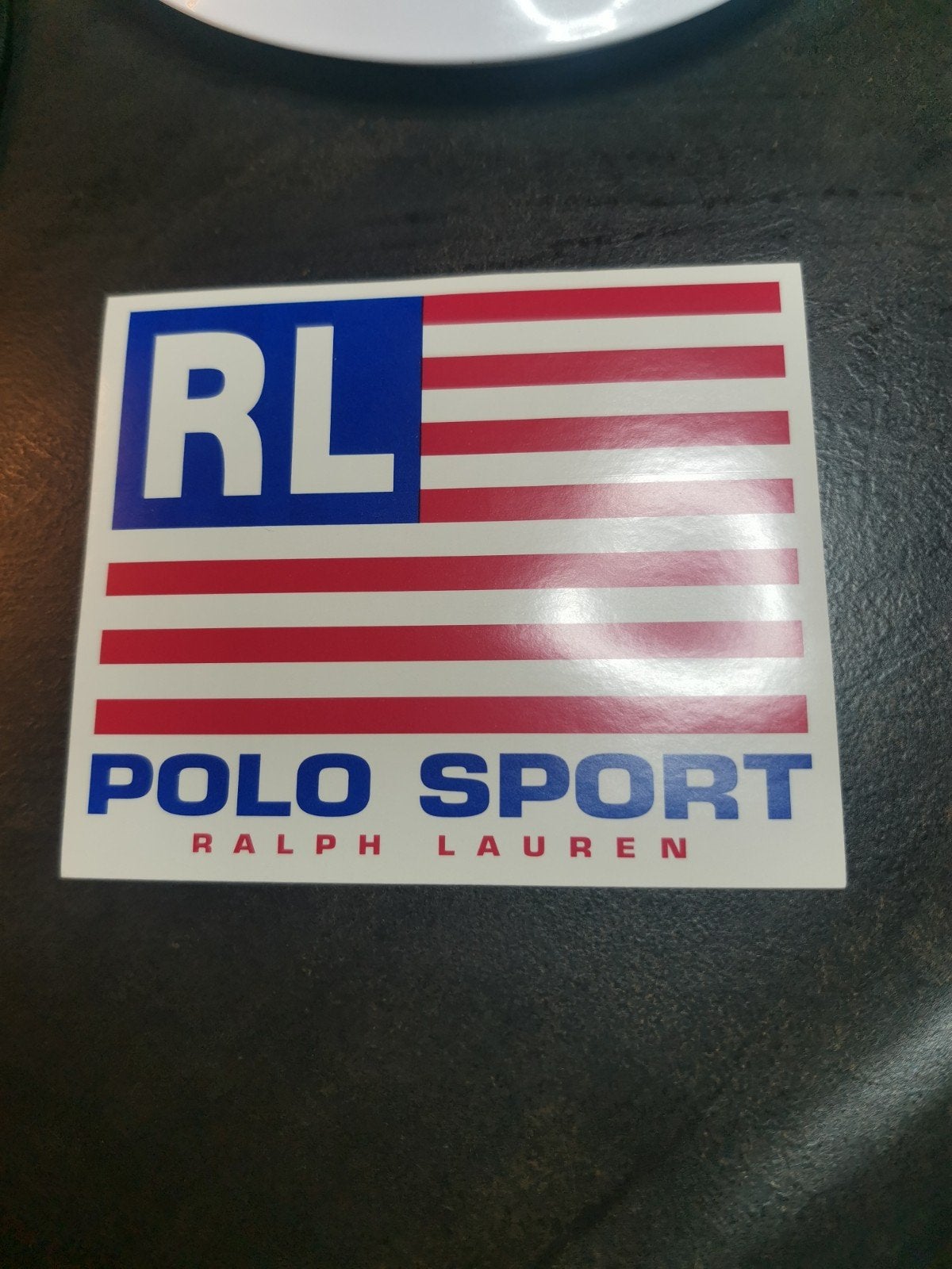 Vintage Polo Sport Ralph Lauren sticker - USA vlag, Verzamelen, Ophalen of Verzenden, Zo goed als nieuw, Merk