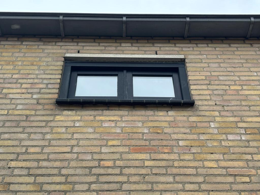 Hardhouten kozijn met dubbel melkglas, Doe-het-zelf en Verbouw, Glas en Ramen, Ophalen, Gevelraam of Ruit, Gebruikt, Minder dan 80 cm
