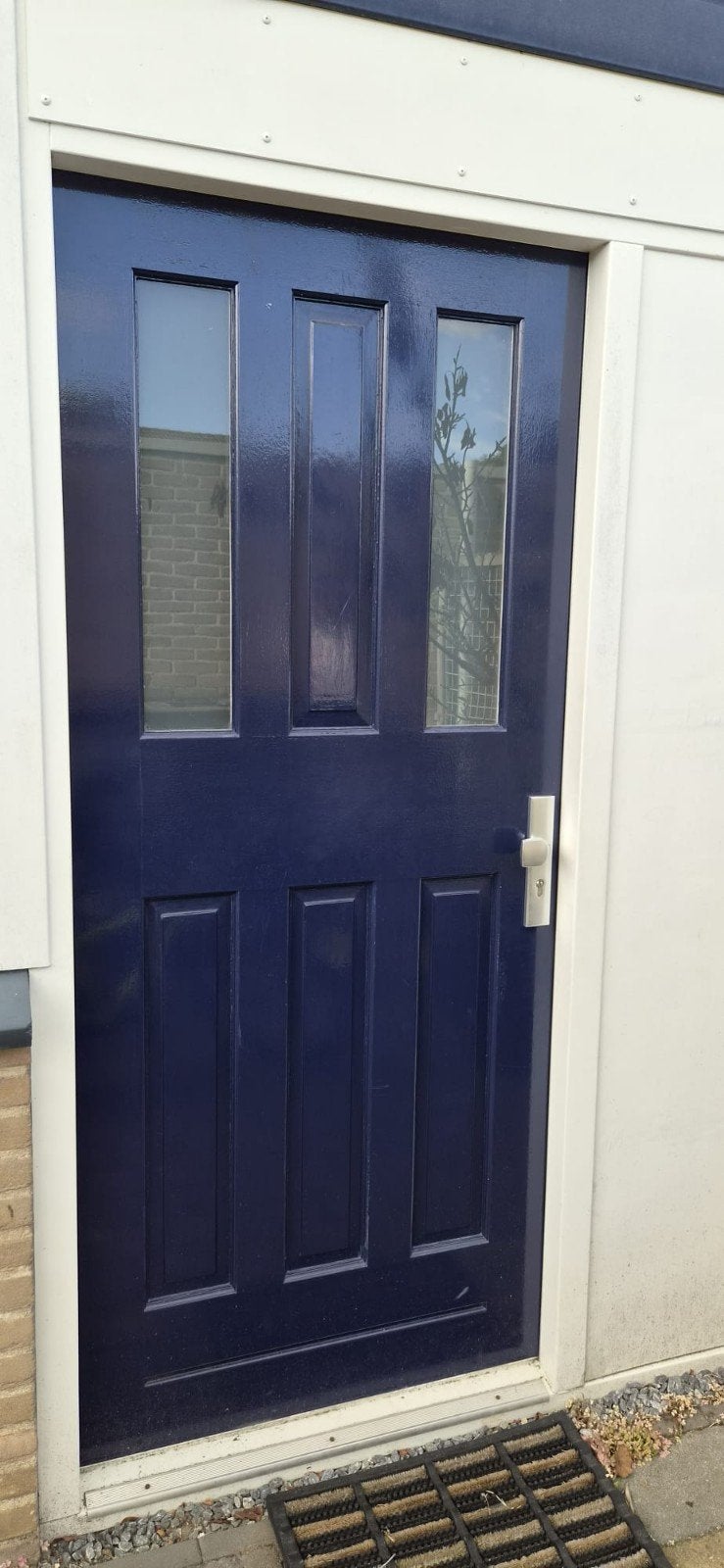 Buitendeur met glaspanelen - Wit en Blauw, Ophalen of Verzenden, Gebruikt, Buitendeur, 200 tot 215 cm