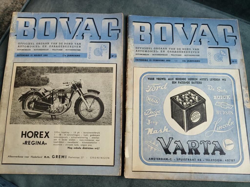 1952, 2 X BOVAG, OLIE, BOUGIE, RAI, VARTA, RECLAME, Verzamelen, Ophalen of Verzenden, 1940 tot 1960, Tijdschrift