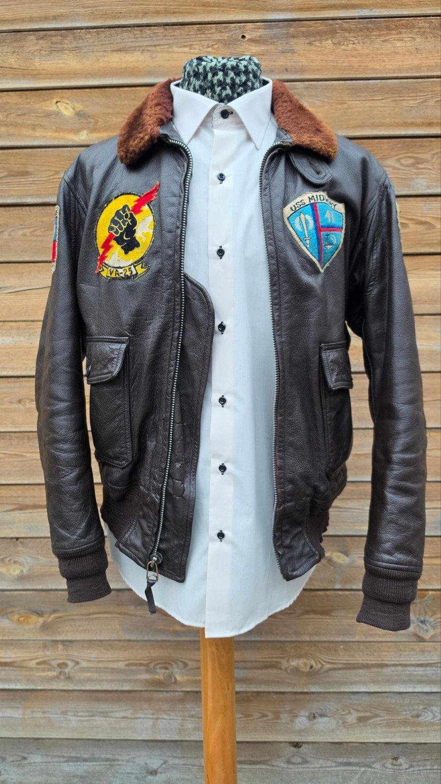 Originele USN G-1 Pilotenjas vietnam 1961 Foster, Ophalen of Verzenden, Gedragen, Bruin