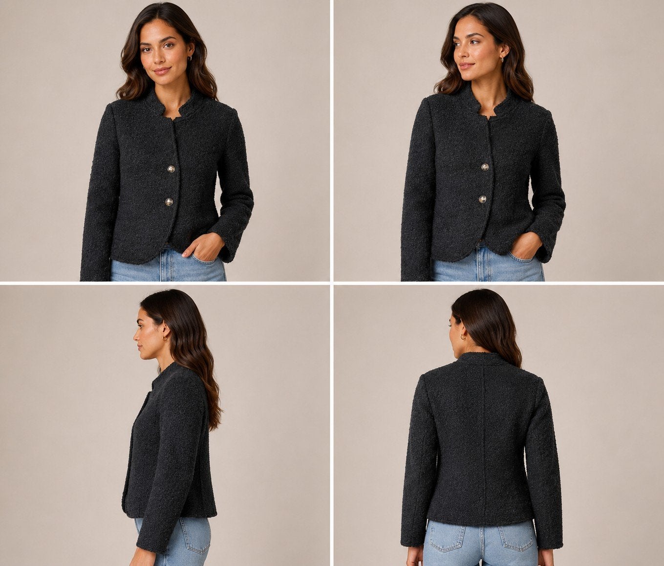 Donkergrijs Jasje met Gouden Knoopsluiting, Maat 38/40 (M), Ophalen of Verzenden, Jasje, Grijs